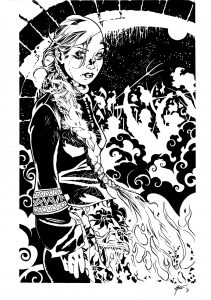 illustration jeune fille slave encrée