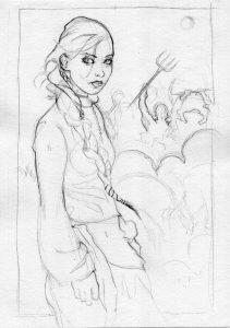 illustration jeune fille slave crayonée