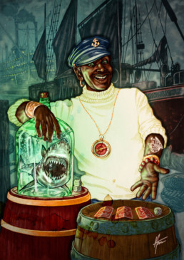 Illustration couleurs du Loas Agwe pour le livre univers Mississippi de Christophe Gérard, Tirodem