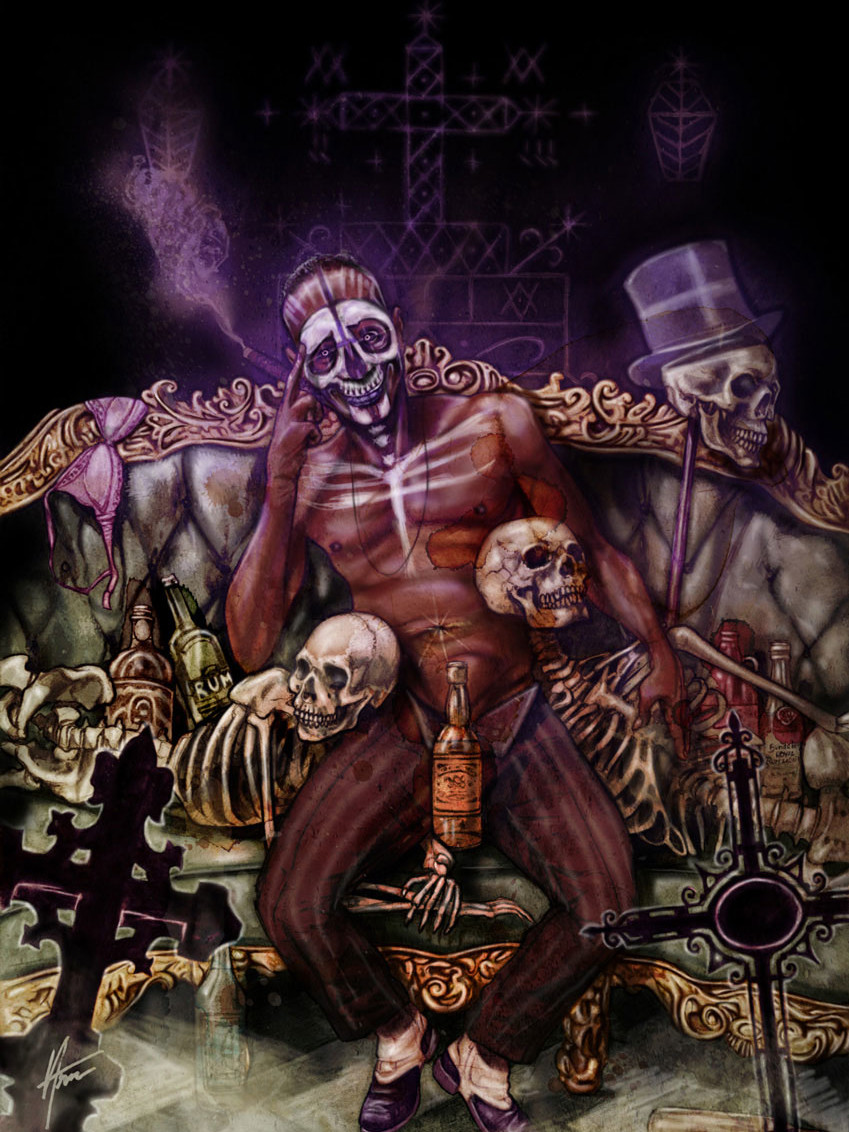 Illustration couleurs de Baron Samedi pour le livre univers Mississippi de Christophe Gérard, Tirodem