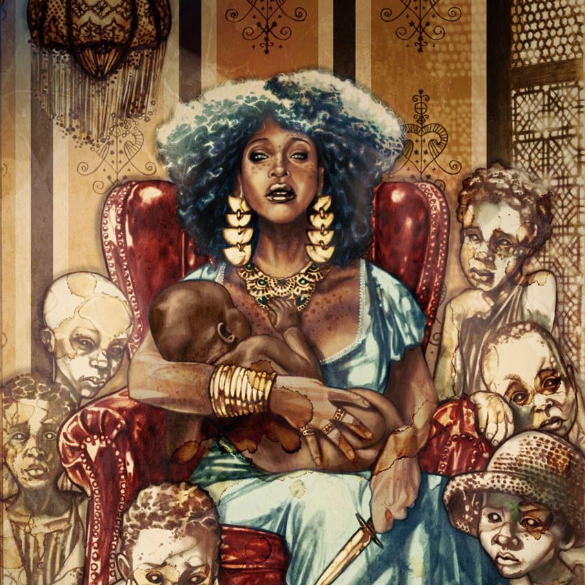 Illustration couleurs de Erzulie pour le livre univers Mississippi de Christophe Gérard, Tirodem